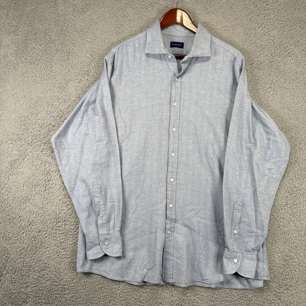 Proper Cloth Dress Shirt Mens 2XL 17.5 x 36 Blue Button Up Soft‎ Touch Cotton